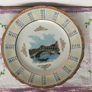 Vintage Bavaria gold gilded Venezia porcelain plate Expart Quulitz Rare 9" diame